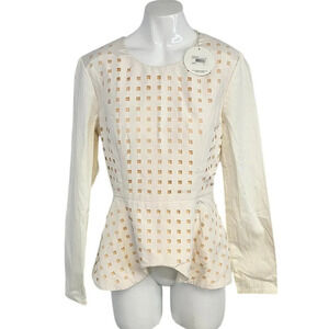 Finders Keepers Womens Beyond The Call Long Sleeve Top Size M Laser Cut Zip Back